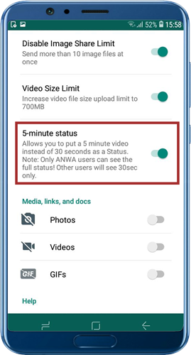 скачать WhatsApp Plus синий добавить более длинный статус