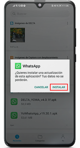 actualizar whatsapp delta