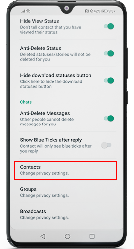 how to turn off blue tick in whatsapp android