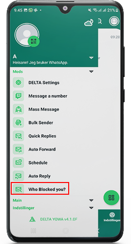 Opdater Delta WhatsApp til Android