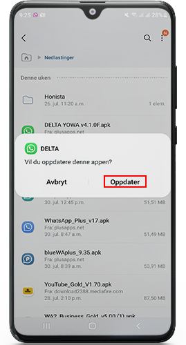 Oppdater Delta WhatsApp 