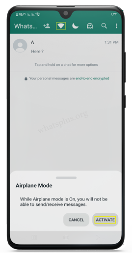 Active Airplane Mode in Khaled WhatsApp Blue