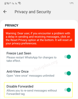 Disable Forwarded in Khaled WhatsApp Blue