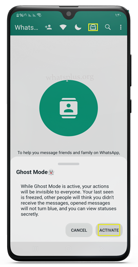 Active Ghost Mode in Khaled WhatsApp red